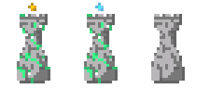 Three pixel-art towers
