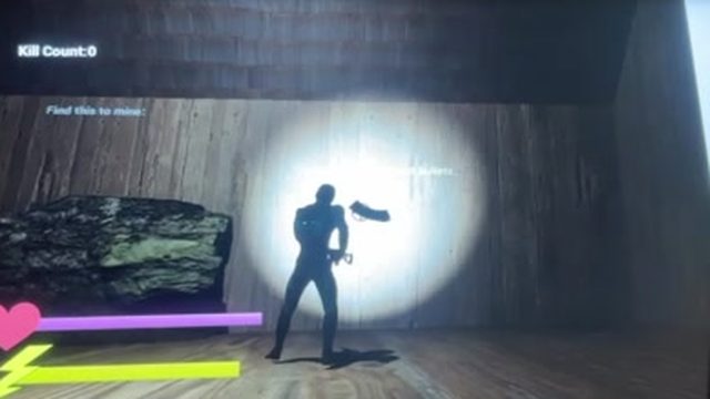 Tutorial cabin with controls written on the wall